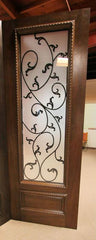 WDMA 42x80 Door (3ft6in by 6ft8in) Exterior Mahogany Leaf Scrollwork Ironwork Glass Single Door 3/4 Lite 7