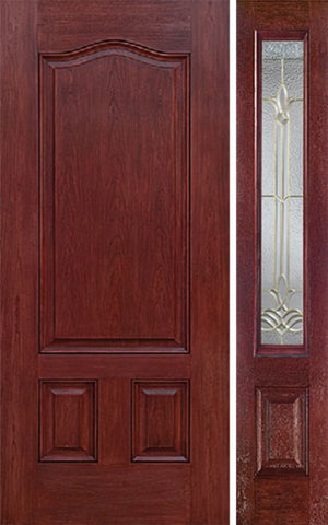 WDMA 42x80 Door (3ft6in by 6ft8in) Exterior Cherry Three Panel Single Entry Door Sidelight BT Glass 1