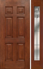 WDMA 42x80 Door (3ft6in by 6ft8in) Exterior Mahogany Six Panel Single Entry Door Sidelight Full Lite KP Glass 1