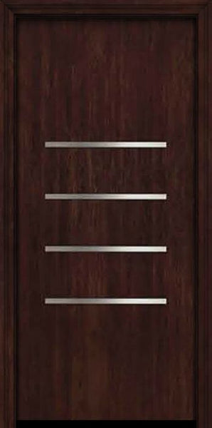 WDMA 42x80 Door (3ft6in by 6ft8in) Exterior Cherry Contemporary Stainless Steel Bars Single Fiberglass Entry Door FC671SS 1