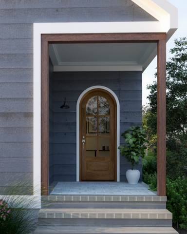 WDMA 42x84 Door (3ft6in by 7ft) Exterior Swing Mahogany 3/4 Round 6 Lite Round Top Entry Door 3