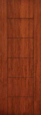 WDMA 42x96 Door (3ft6in by 8ft) Exterior Cherry 96in Contemporary Lines Two Vertical Grooves Single Entry Door 1