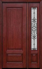 WDMA 42x96 Door (3ft6in by 8ft) Exterior Cherry 96in Two Panel Single Entry Door Sidelight Jacinto Glass 1