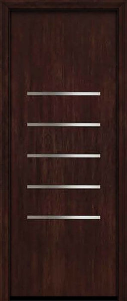 WDMA 42x96 Door (3ft6in by 8ft) Exterior Cherry 96in Contemporary Stainless Steel Bars Single Fiberglass Entry Door FC871SS 1