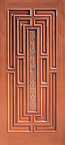 WDMA 42x96 Door (3ft6in by 8ft) Exterior Mahogany Single Door Center Hand Carved Panel in  1