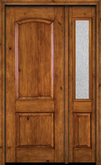 WDMA 42x96 Door (3ft6in by 8ft) Exterior Knotty Alder 96in Alder Rustic Plain Panel Single Entry Door Sidelight Rain Glass 1