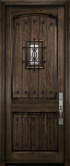 WDMA 42x96 Door (3ft6in by 8ft) Exterior Mahogany 42in x 96in Arch 2 Panel V-Grooved DoorCraft Door with Speakeasy / Clavos 2