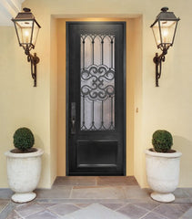 WDMA 42x96 Door (3ft6in by 8ft) Exterior 42in x 96in Tivoli 3/4 Lite Single Wrought Iron Entry Door 2