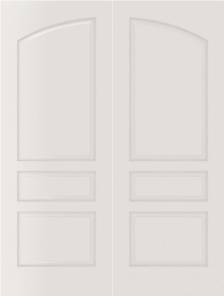 WDMA 44x80 Door (3ft8in by 6ft8in) Interior Bypass Smooth 3060 MDF Pair 3 Panel Arch Panel Double Door 1