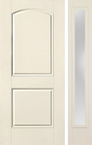 WDMA 44x80 Door (3ft8in by 6ft8in) Exterior Smooth 2 Panel Soft Arch Star Door 1 Side Clear 1