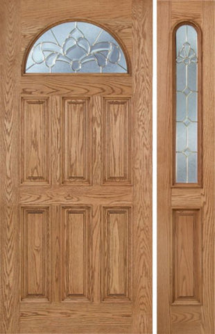 WDMA 44x80 Door (3ft8in by 6ft8in) Exterior Oak Merritt Single Door/1side w/ C Glass 1