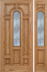 WDMA 44x80 Door (3ft8in by 6ft8in) Exterior Oak Carrick Single Door/1side w/ C Glass - 6ft8in Tall 1