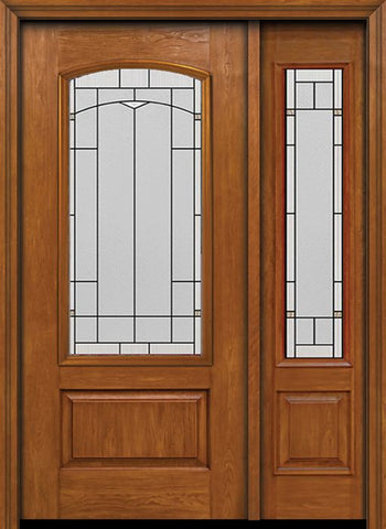 WDMA 44x80 Door (3ft8in by 6ft8in) Exterior Cherry Camber 3/4 Lite Single Entry Door Sidelight Topaz Glass 1