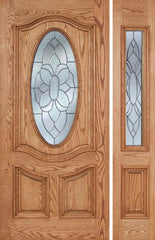 WDMA 44x80 Door (3ft8in by 6ft8in) Exterior Oak Dally Single Door/1side w/ BO Glass - 6ft8in Tall 1