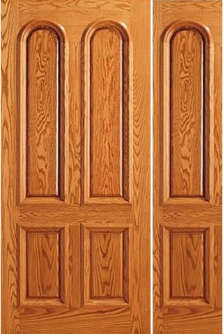 WDMA 44x80 Door (3ft8in by 6ft8in) Exterior Mahogany Entry 4 Panel Arch Panel One Sidelight Door 1