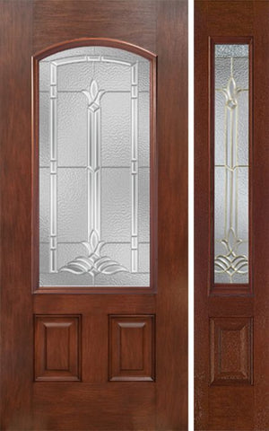 WDMA 44x80 Door (3ft8in by 6ft8in) Exterior Mahogany Camber 3/4 Lite Single Entry Door Sidelight BT Glass 1