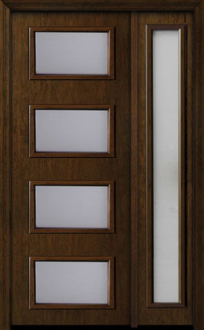 WDMA 44x96 Door (3ft8in by 8ft) Exterior Cherry 96in Contemporary Four Lite Single Fiberglass Entry Door Sidelight 1