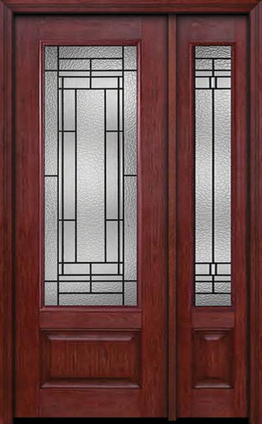 WDMA 44x96 Door (3ft8in by 8ft) Exterior Cherry 96in 3/4 Lite Single Entry Door Sidelight Pembrook Glass 1