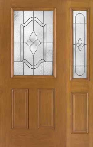 WDMA 46x80 Door (3ft10in by 6ft8in) Exterior Oak Fiberglass Door 1/2 Lite Concorde 6ft8in 1 Sidelight 1