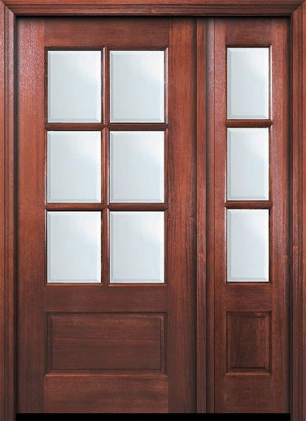 WDMA 46x80 Door (3ft10in by 6ft8in) Exterior Mahogany 80in 6 Lite TDL DoorCraft Door /1side w/Bevel IG 1