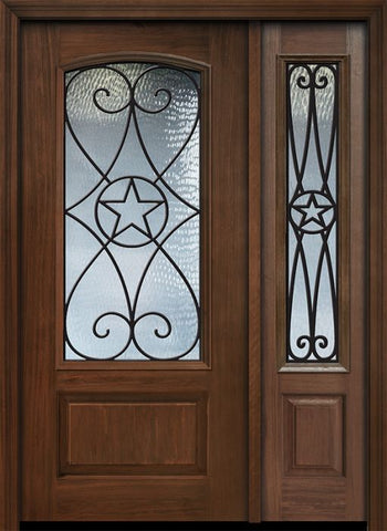 WDMA 46x80 Door (3ft10in by 6ft8in) Exterior Cherry 80in 1 Panel 3/4 Arch Lite Austin / Walnut Door /1side 1