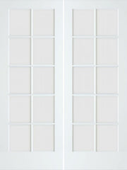 WDMA 48x80 Door (4ft by 6ft8in) Interior Swing Smooth 80in Primed 10 Lite French Double Door Clear Glass 1