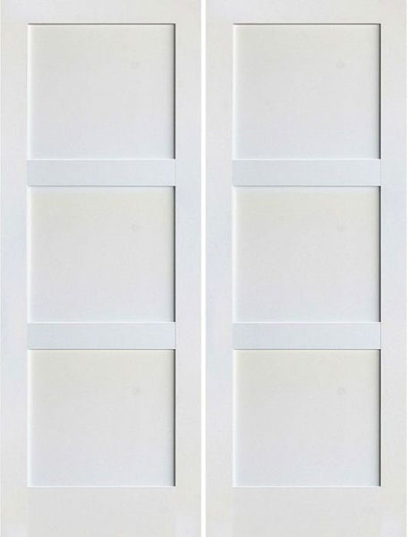 WDMA 48x80 Door (4ft by 6ft8in) Interior Swing Smooth 80in 3 Panel Primed Shaker 1-3/8in Double Door 1