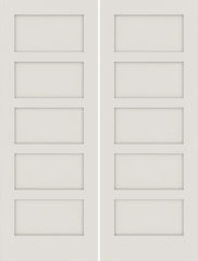 WDMA 48x80 Door (4ft by 6ft8in) Interior Swing Smooth 80in Primed 5 Panel Shaker Double Door|1-3/8in Thick 1