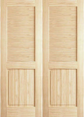 WDMA 48x80 Door (4ft by 6ft8in) Interior Swing Pine 80in Louver/Panel Clear Double Door 1