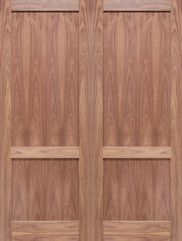 WDMA 48x80 Door (4ft by 6ft8in) Interior Barn Walnut 2-Panel Solid Shaker Style Double Door SH-17 1