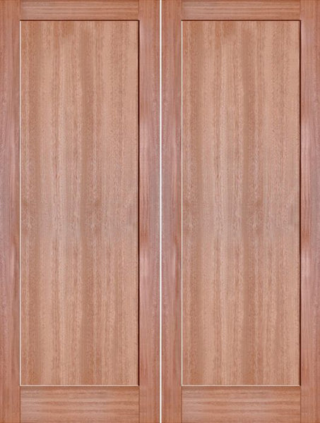 WDMA 48x80 Door (4ft by 6ft8in) Interior Barn Mahogany 1-Panel Solid Shaker Style Double Door SH-13 1