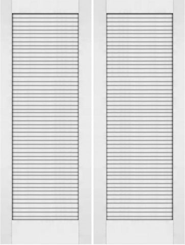 WDMA 48x80 Door (4ft by 6ft8in) Interior Barn Pine 80in Primed Plantation Louvers Double Door | 733 1