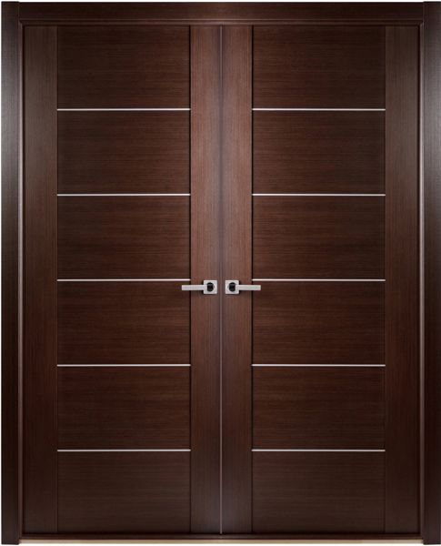 WDMA 48x80 Door (4ft by 6ft8in) Interior Pocket Wenge Contemporary African Double Door with Aluminum Strips 1