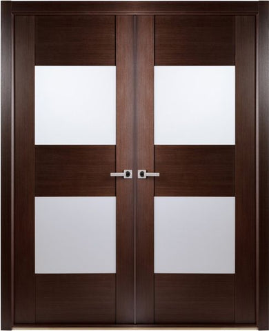 WDMA 48x80 Door (4ft by 6ft8in) Interior Barn Wenge Contemporary African Double Door with Frosted Glass 1