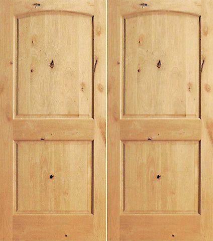 WDMA 48x80 Door (4ft by 6ft8in) Interior Barn Knotty Alder S/W-95 2 Panel Arch Top Panel Double Door 1