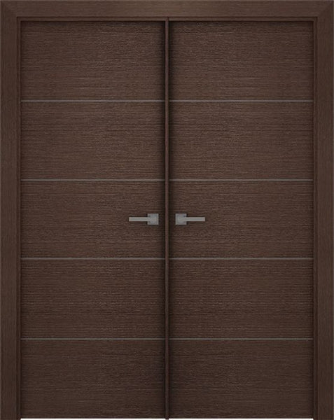 WDMA 48x80 Door (4ft by 6ft8in) Interior Swing Wenge Prefinished Maya 4P Modern Double Door 1