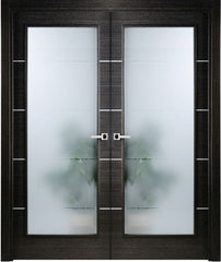 WDMA 48x80 Door (4ft by 6ft8in) Interior Barn Black Apricot Modern Double Door Italian Legna Nera with Frosted Glass 1