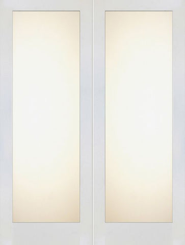 WDMA 48x80 Door (4ft by 6ft8in) Interior Barn Paint grade Full Lite Shaker Style White Double Door w/ Matte Glass SH-14 1