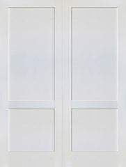 WDMA 48x80 Door (4ft by 6ft8in) Interior Swing Paint grade 2-Panel Solid Shaker Style White Double Door SH-17 1