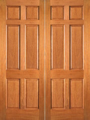 WDMA 48x80 Door (4ft by 6ft8in) Interior Barn Mahogany P-660 Wood 6 Panel Double Door 1