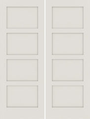 WDMA 48x84 Door (4ft by 7ft) Interior Swing Smooth 84in Primed 4 Panel Shaker Double Door|1-3/8in Thick 1