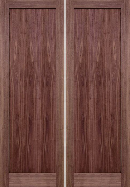 WDMA 48x96 Door (4ft by 8ft) Interior Walnut 96in 1 Panel Square Sticking Compression Fit Double Door 1