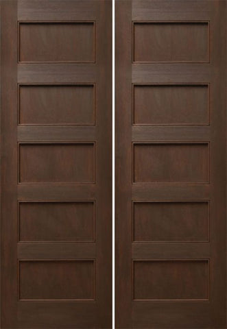 WDMA 48x96 Door (4ft by 8ft) Interior Mahogany 96in Five Flat Panels Square Sticking w/Reveal Double Door 1