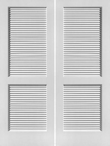 WDMA 48x96 Door (4ft by 8ft) Interior Swing Pine 96in Primed Louver Over Louver Double Door | 730 1