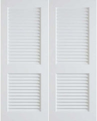 WDMA 48x96 Door (4ft by 8ft) Interior Swing Pine 96in Primed Plantation Louvers Double Door | 730 1