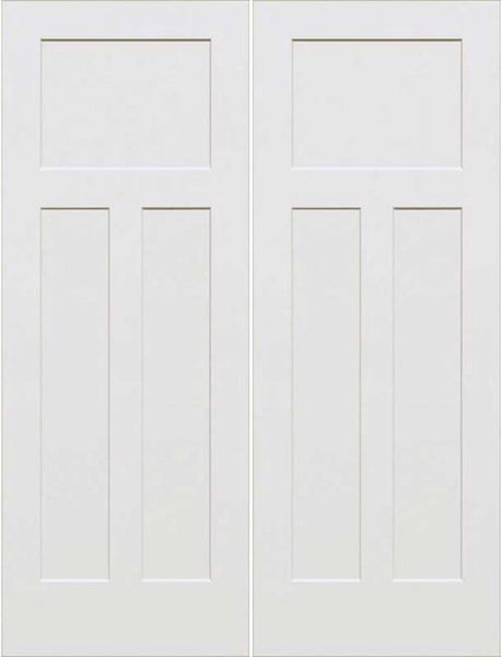 WDMA 48x96 Door (4ft by 8ft) Interior Swing Smooth 96in 3-Panel Craftsman Primed Double Door 1