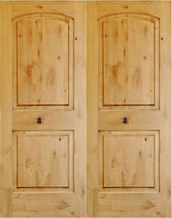 WDMA 48x96 Door (4ft by 8ft) Interior Barn Knotty Alder 96in 2 Panel Arch Double Door 1-3/8in Thick KW-121 1