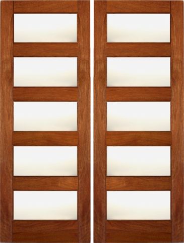 WDMA 48x96 Door (4ft by 8ft) Interior Swing Mahogany RB-02 Wood Contemporary Matte Glass Double Door 1