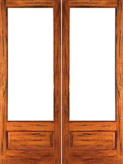 WDMA 48x96 Door (4ft by 8ft) French Tropical Hardwood Rustic-1-lite-P/B Patio Solid Wood 1 Panel IG Glass Double Door 1