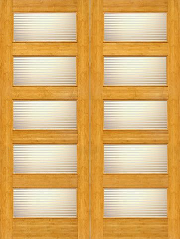 WDMA 48x96 Door (4ft by 8ft) Interior Barn Bamboo BM-14 Contemporary 5 Lite Matte Line Glass Double Door 1